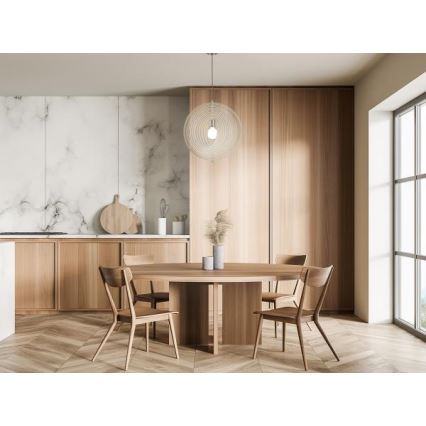 Medinis pakabinamas šviestuvas ant laido 1xE27/60W/230V skersm. 43,5 cm masyvinė mediena/lukštas/bukas/kaučiukmedis