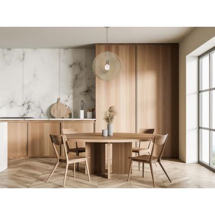 Medinis pakabinamas šviestuvas ant laido 1xE27/60W/230V skersm. 43,5 cm masyvinė mediena/lukštas/bukas/kaučiukmedis