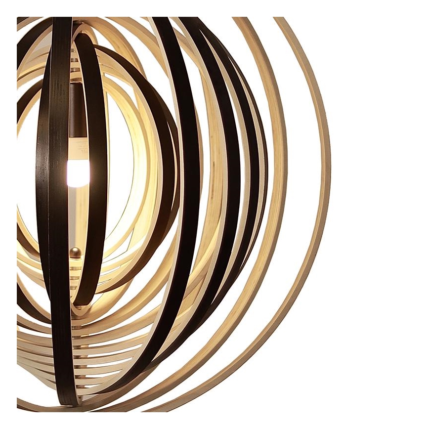 Medinis pakabinamas šviestuvas ant laido 1xE27/60W/230V skersm. 50 cm masyvas/lukštas/kaučiukmedis