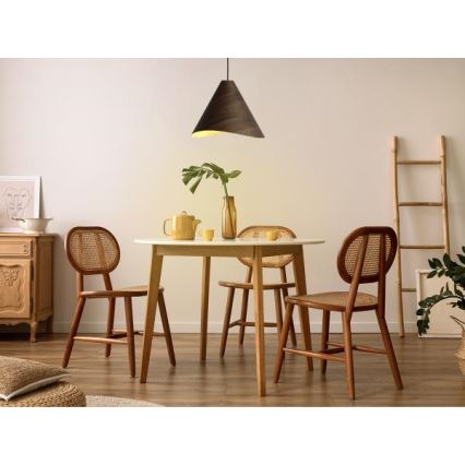 Medinis pakabinamas šviestuvas ant laido 1xE27/60W/230V skersmuo 45 cm masyvinė mediena/riešutmedis/kaučiukmedis