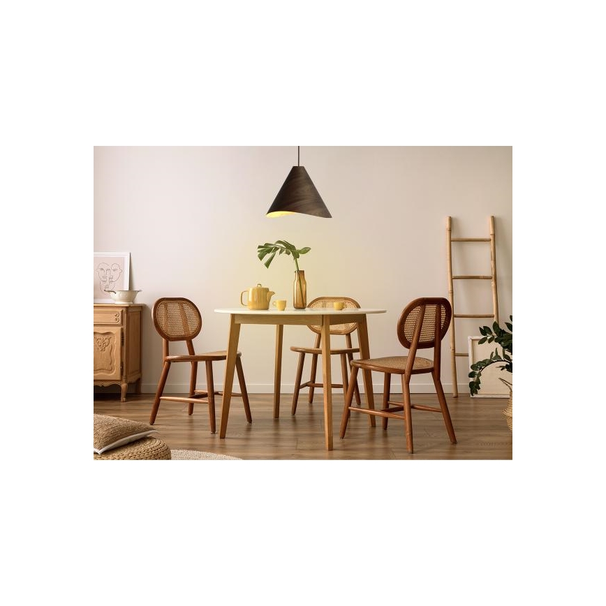 Medinis pakabinamas šviestuvas ant laido 1xE27/60W/230V skersmuo 45 cm masyvinė mediena/riešutmedis/kaučiukmedis