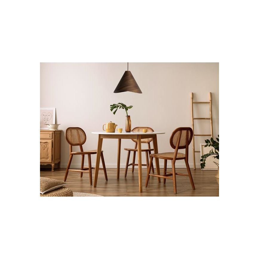 Medinis pakabinamas šviestuvas ant laido 1xE27/60W/230V skersmuo 45 cm masyvinė mediena/riešutmedis/kaučiukmedis