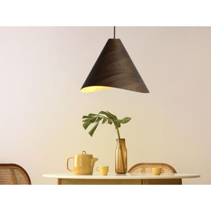 Medinis pakabinamas šviestuvas ant laido 1xE27/60W/230V skersmuo 45 cm masyvinė mediena/riešutmedis/kaučiukmedis