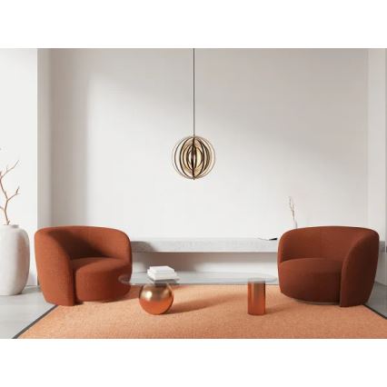 Medinis pakabinamas šviestuvas su laidu 1xE27/60W/230V skersm. 43,5 cm masyvas/faneruotė/kaučiukmedis