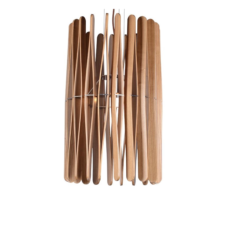 Medinis pakabinamas šviestuvas su laidu 1xE27/60W/230V Ø 38 cm masyvi mediena/uosis/kaučiukmedis