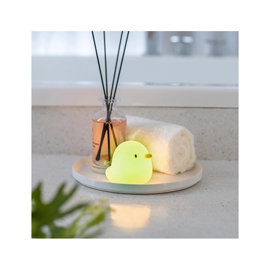 MegaLight - LED RGB Įkraunamas vaikiškas jutiklinė vonios lempa SWIMMY DUCK LED/5V IP67