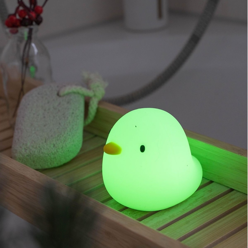 MegaLight - LED RGB Įkraunamas vaikiškas jutiklinė vonios lempa SWIMMY DUCK LED/5V IP67