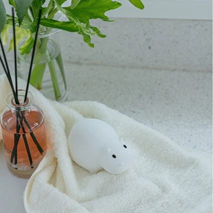 MegaLight - LED RGB Įkraunamas vaikiškas jutiklinė vonios lempa SWIMMY HIPPO LED/5V IP67