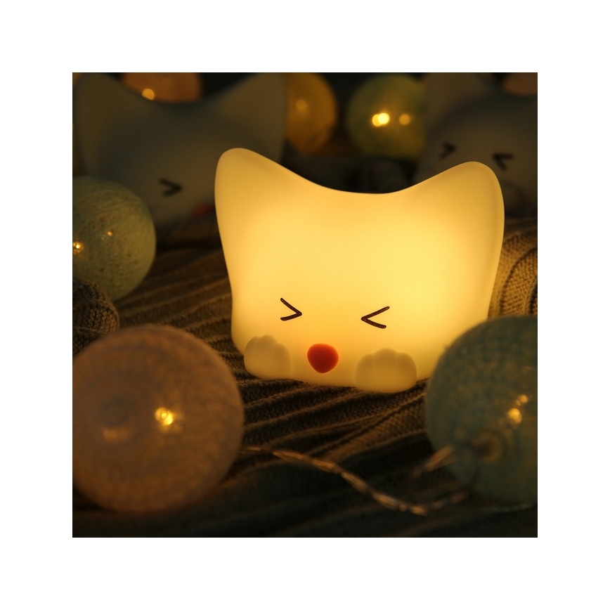 MegaLight - LED RGB Pritemdoma įkraunama vaikiška jutiklinė lempa CATTY CAT LED/5V