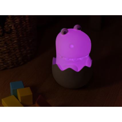 MegaLight - LED RGB Pritemdoma įkraunama vaikiška jutiklinė lempa DIGGY DINO LED/5V