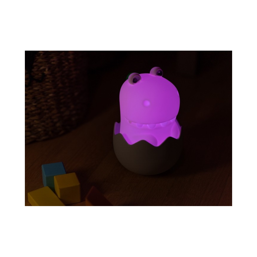 MegaLight - LED RGB Pritemdoma įkraunama vaikiška jutiklinė lempa DIGGY DINO LED/5V