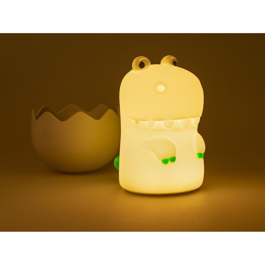 MegaLight - LED RGB Pritemdoma įkraunama vaikiška jutiklinė lempa DIGGY DINO LED/5V