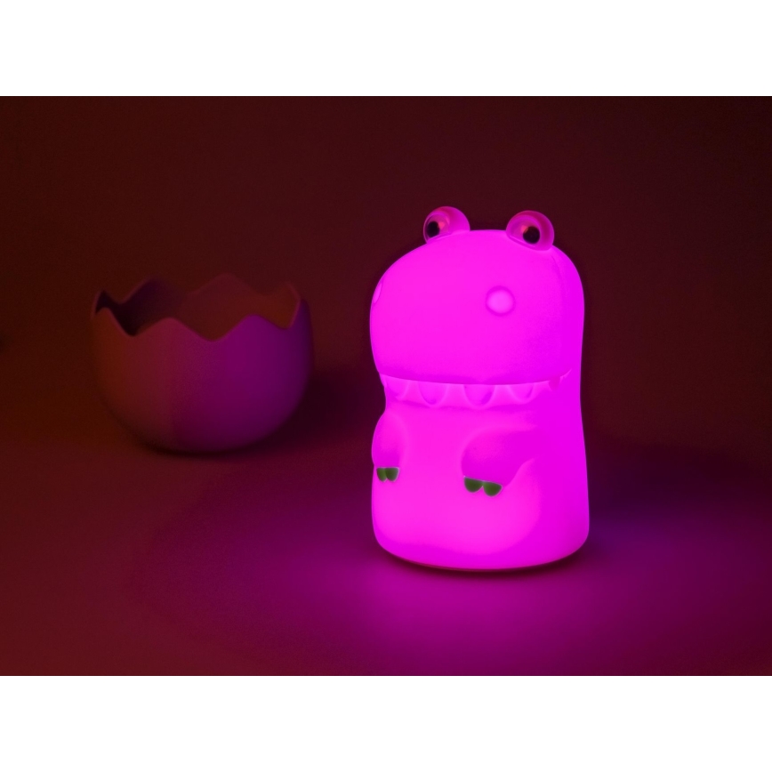 MegaLight - LED RGB Pritemdoma įkraunama vaikiška jutiklinė lempa DIGGY DINO LED/5V