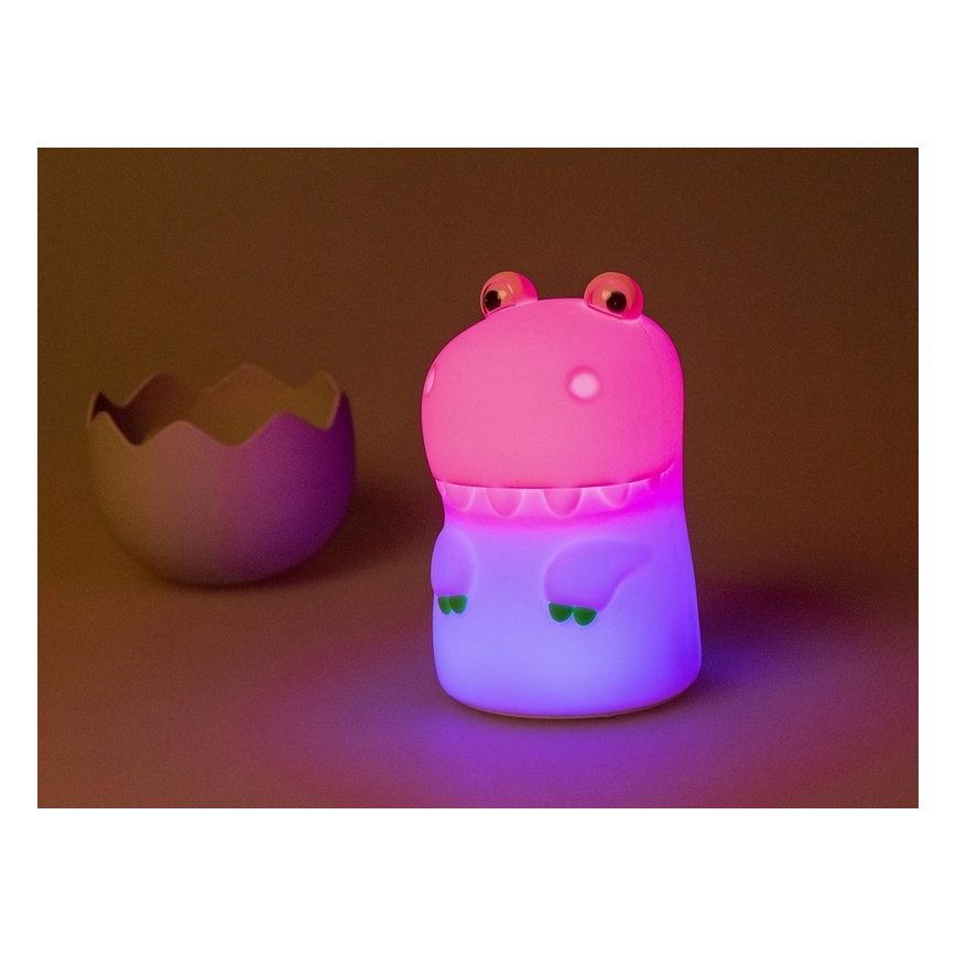 MegaLight - LED RGB Pritemdoma įkraunama vaikiška jutiklinė lempa DIGGY DINO LED/5V