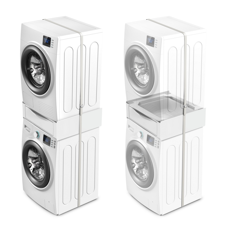 Meliconi 656112 - Tarpinė skalbimo mašinai ir džiovyklei su ištraukiamu 28 l talpos stalčiumi, balta