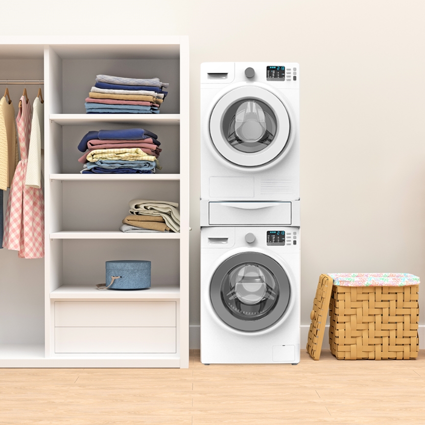 Meliconi 656112 - Tarpinė skalbimo mašinai ir džiovyklei su ištraukiamu 28 l talpos stalčiumi, balta