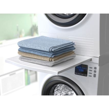 Meliconi 656113 - Pakyla skalbimo mašinai ir džiovyklai su ištraukiamu stalčiumi 70 cm balta