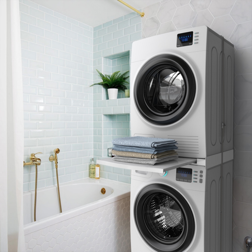 Meliconi 656113 - Pakyla skalbimo mašinai ir džiovyklai su ištraukiamu stalčiumi 70 cm balta