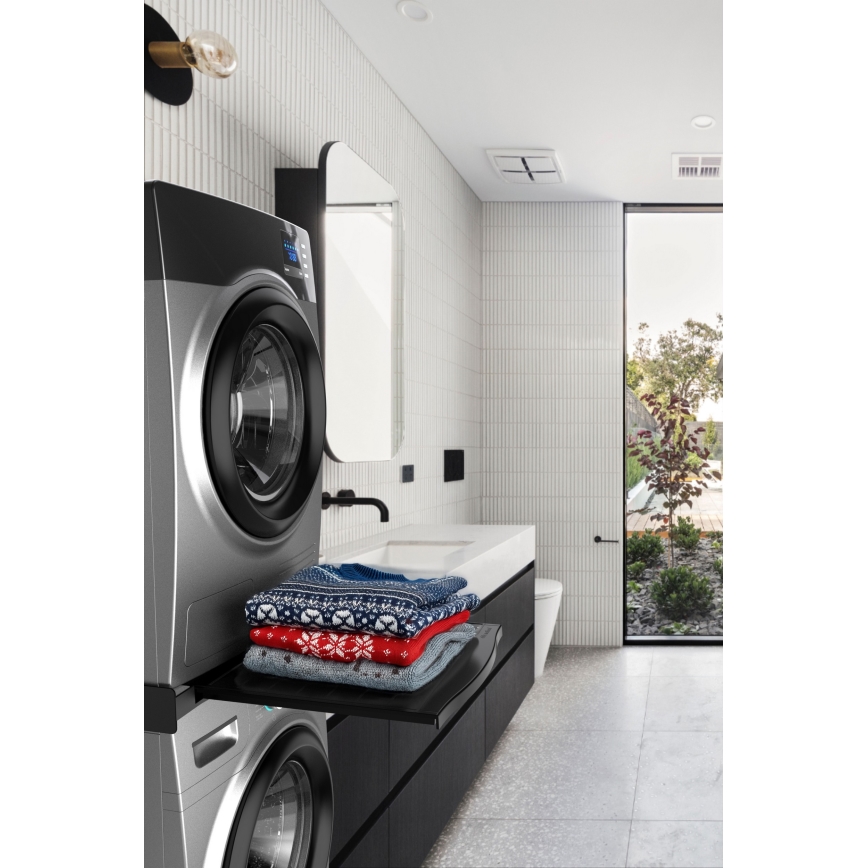 Meliconi 656136 – tarpinė, skirta skalbimo mašinai ir džiovyklei, su ištraukiamu stalčiumi, 60 cm, juoda