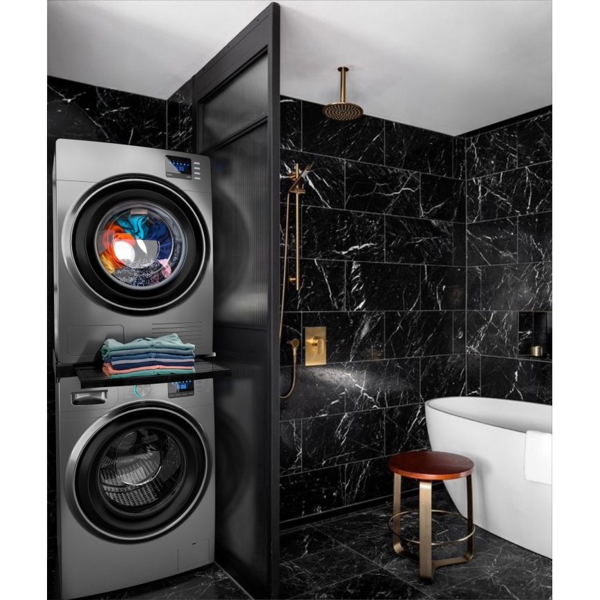 Meliconi 656136 – tarpinė, skirta skalbimo mašinai ir džiovyklei, su ištraukiamu stalčiumi, 60 cm, juoda