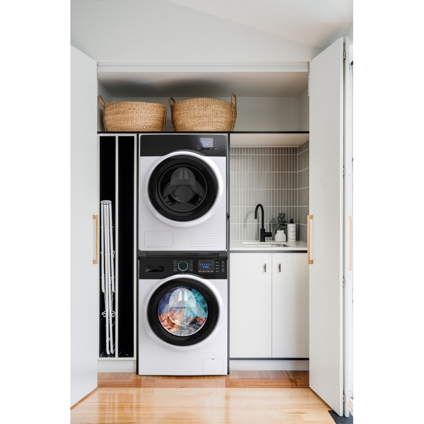 Meliconi 656136 – tarpinė, skirta skalbimo mašinai ir džiovyklei, su ištraukiamu stalčiumi, 60 cm, juoda