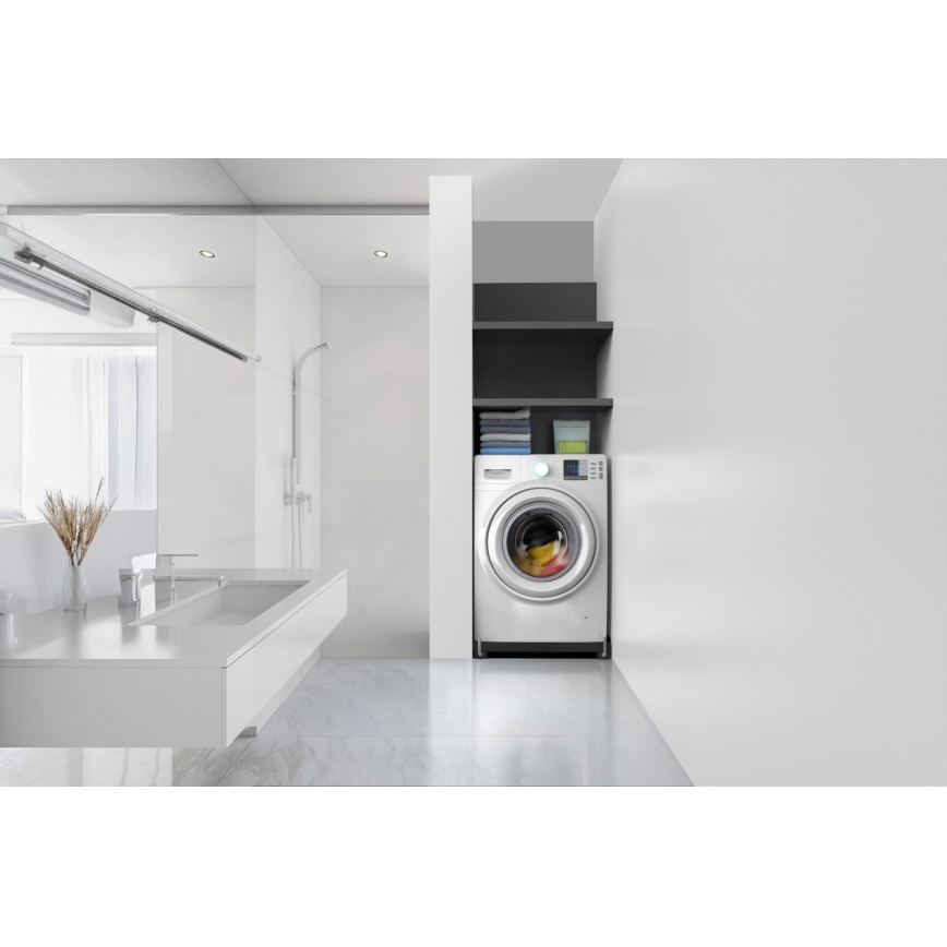 Meliconi 656168 - Antivibracinis padas skalbimo mašinai su ištraukiamais ratukais 47 cm juodas