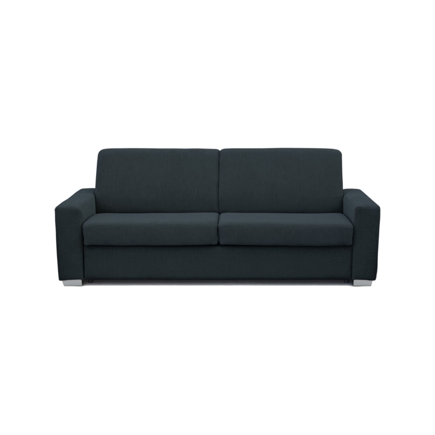 Mėlyna išskleidžiama trijų vietų sofa LEKA, skirta kasdieniam miegui