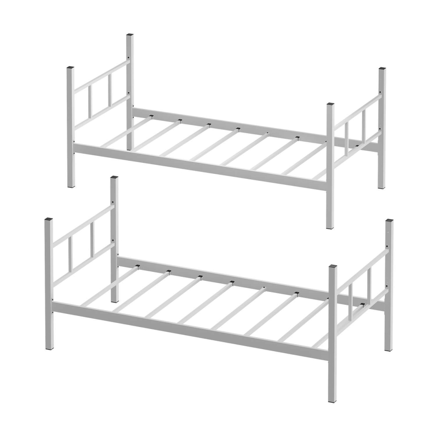 Metalinė dviaukštė lova MAVEN 90x200 cm, balta, maksimali apkrova 2x100 kg