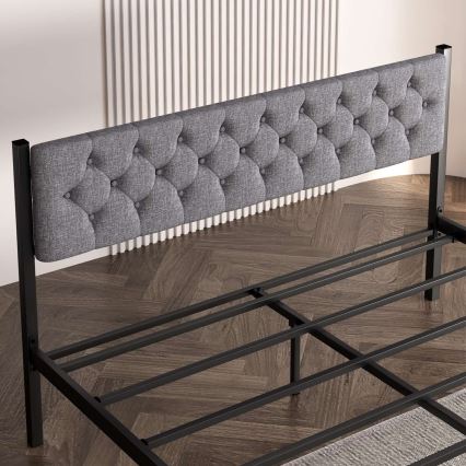 Metalinė dvigulė lova KAROM 120x200 cm, pilka, maksimali apkrova 120 kg
