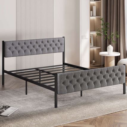 Metalinė dvigulė lova KAROM 120x200 cm, pilka, maksimali apkrova 120 kg
