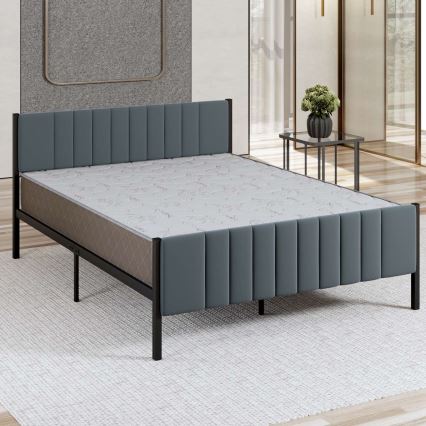 Metalinė dvigulė lova LUNOR 120x200 cm, antracito spalvos, maksimali apkrova 120 kg