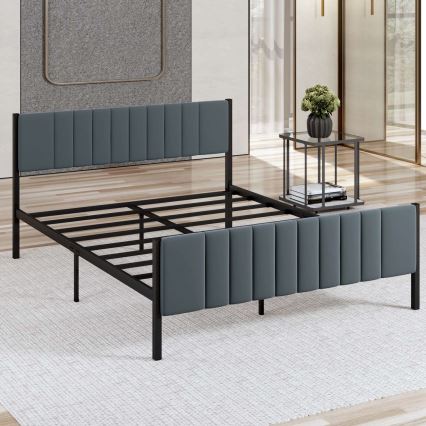 Metalinė dvigulė lova LUNOR 120x200 cm, antracito spalvos, maksimali apkrova 120 kg