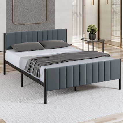 Metalinė dvigulė lova LUNOR 140x200 cm, antracito spalvos, maksimali apkrova 200 kg