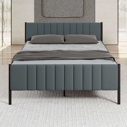 Metalinė dvigulė lova LUNOR 140x200 cm, antracito spalvos, maksimali apkrova 200 kg