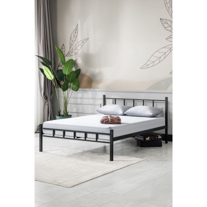 Metalinė dvigulė lova ORMEL 120 x 200 cm, juoda, maksimali leistina apkrova 120 kg