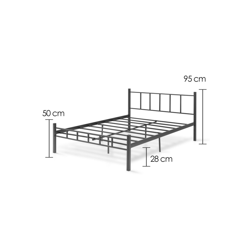 Metalinė dvigulė lova ORMEL 120 x 200 cm, juoda, maksimali leistina apkrova 120 kg