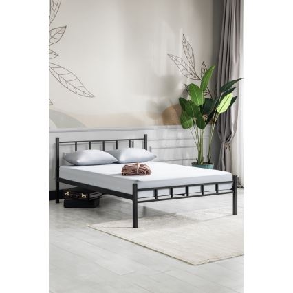Metalinė dvigulė lova ORMEL, 160 x 200 cm, juodos spalvos, maksimali apkrova 200 kg