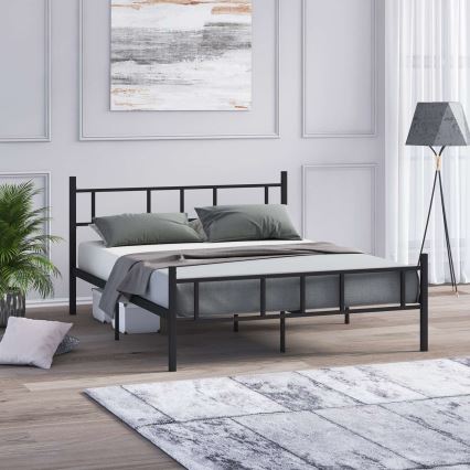 Metalinė dvigulė lova PIRON 160x200 cm, juoda, maksimali apkrova 200 kg