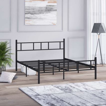 Metalinė dvigulė lova PIRON 160x200 cm, juoda, maksimali apkrova 200 kg