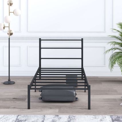 Metalinė viengulė lova FERON 90x200 cm juoda, maksimali apkrova 120 kg