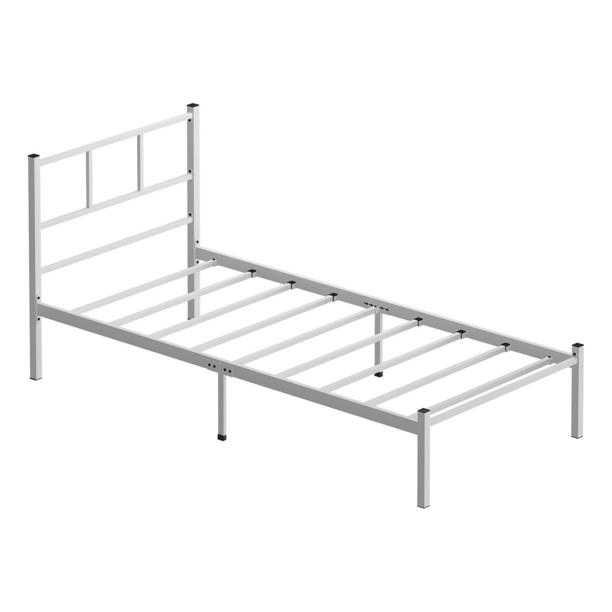 Metalinė viengulė lova ROVAN 90x200 cm balta, maksimali apkrova 120 kg