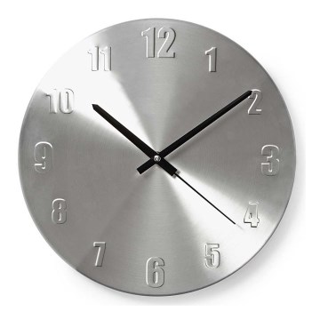 Metalinis sieninis laikrodis 1xAA matinis chromas