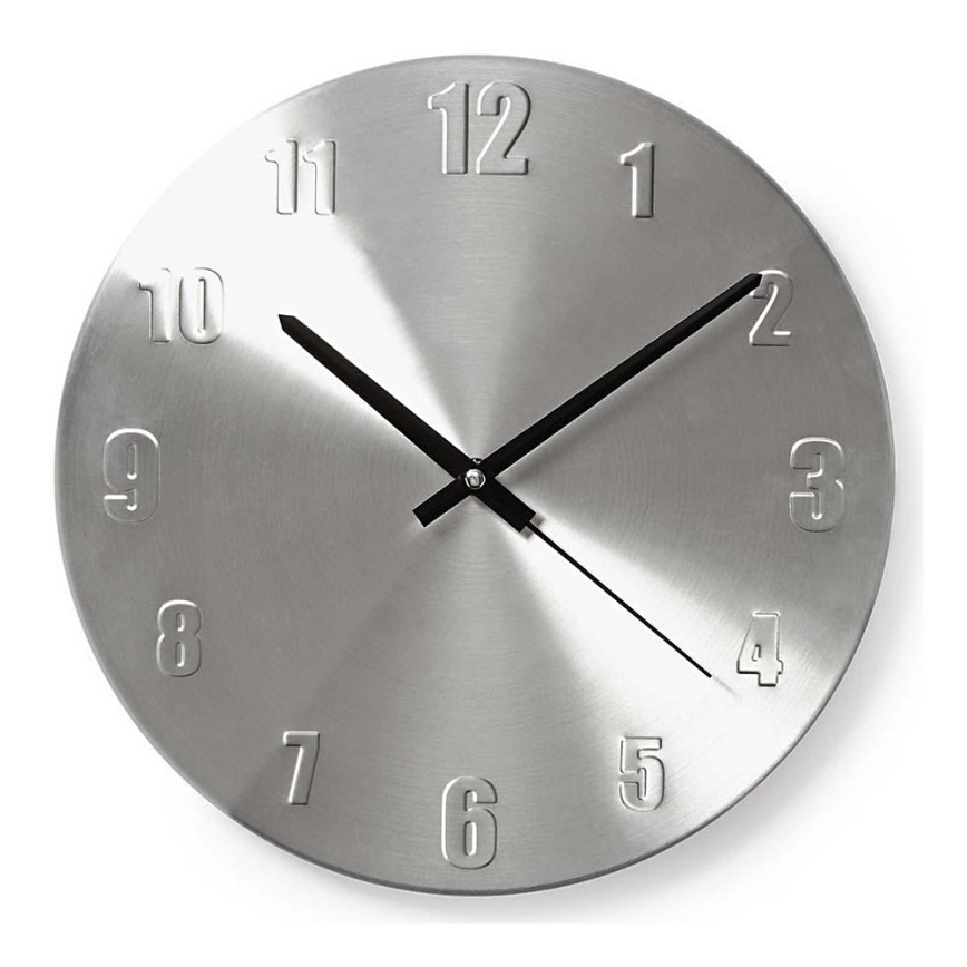 Metalinis sieninis laikrodis 1xAA matinis chromas