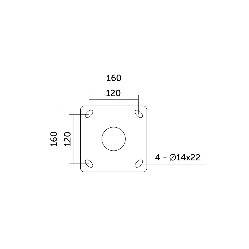 Metalinis strypas lauko apšvietimo stulpui BASE, 4 m, skersmuo 60 mm, juodas