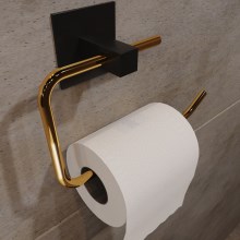Metalinis tualetinio popieriaus laikiklis 8x16 cm juodas/auksinis
