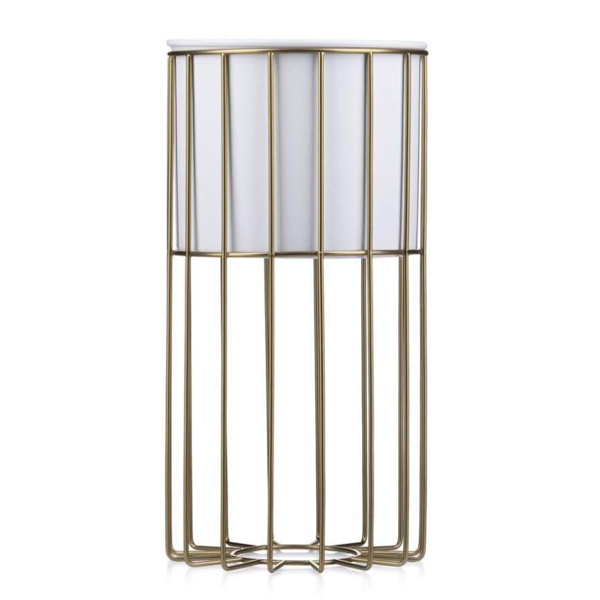 Metalinis vazonas LOFT 42x20 cm auksas/balta