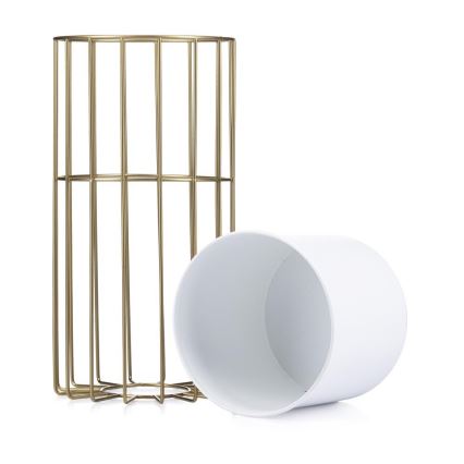Metalinis vazonas LOFT 42x20 cm auksas/balta
