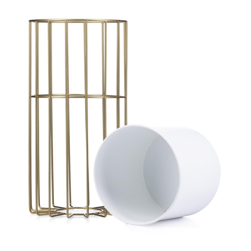 Metalinis vazonas LOFT 42x20 cm auksas/balta