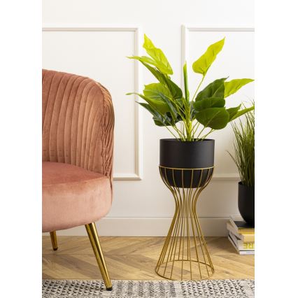 Metalinis vazonas LOFT 46x20 cm auksas/juoda