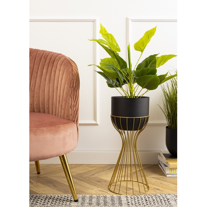 Metalinis vazonas LOFT 46x20 cm auksas/juoda